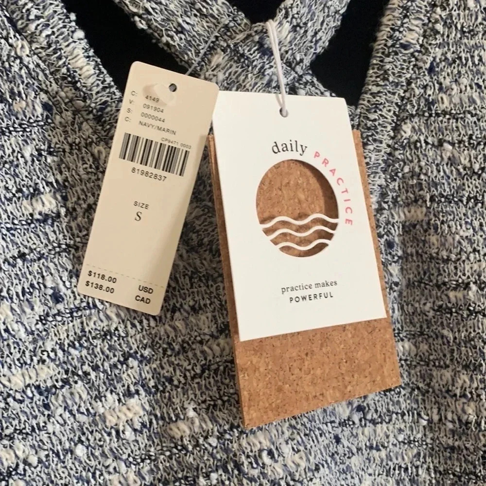 Anthropologie Daily Practice Twofer Dress S Gray Knit Navy Layered Mini NWT - Picture 12 of 12